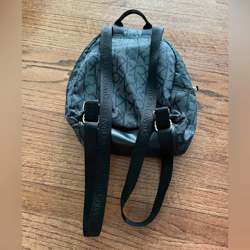 Calvin Klein Zipper CK Logo Black White & Gold‎ Hardware Lightweight Backpack